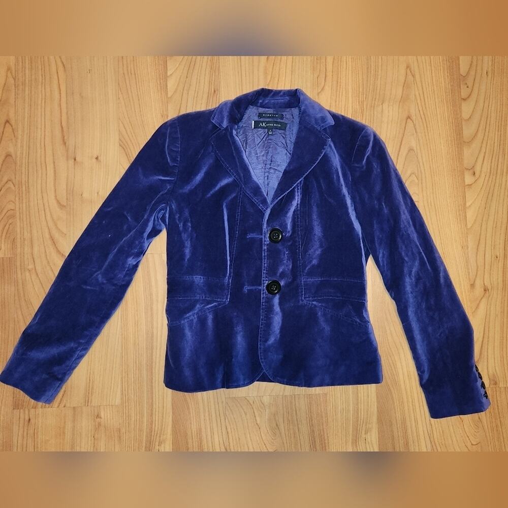 AK Anne Klein Stretch Purple Suede Blazer sz 4 EUC - Picture 2 of 16